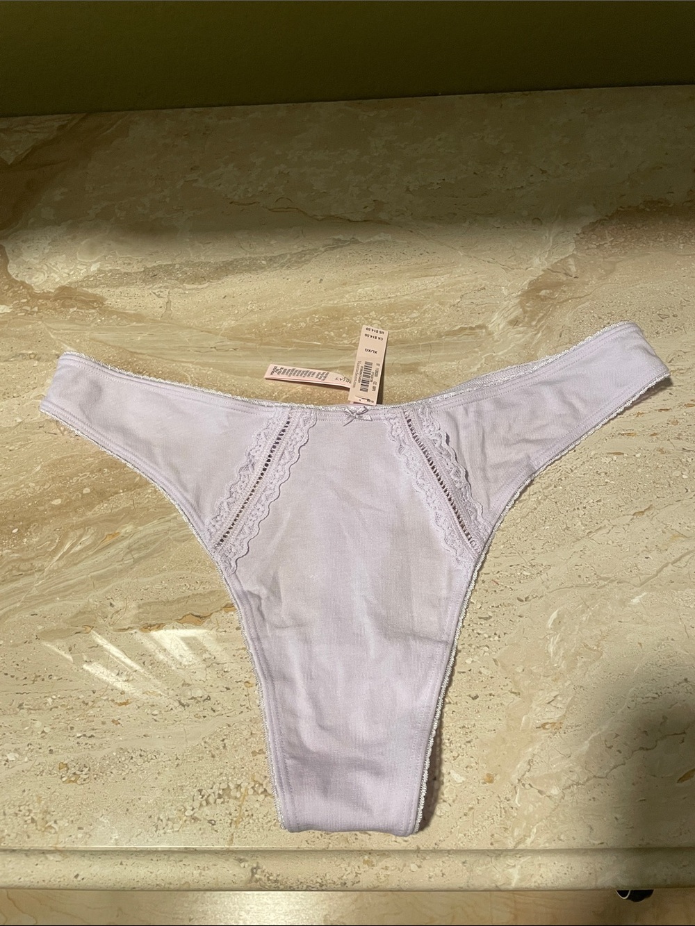 Victoria’s Secret Cotton Lace-Trim High-Leg Scoop Thong Panty Size XL